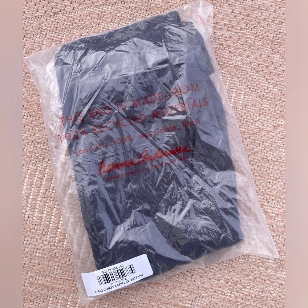 HANNA ANDERSSON - Black French Big Comfy Terry Barrel Sweatpants - 4T
